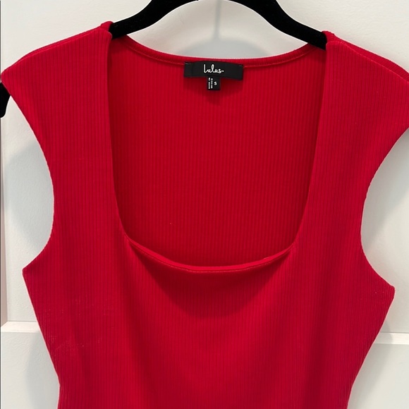 Lulus Red Ribbed Bodysuit - NWOT - Picture 3 of 7